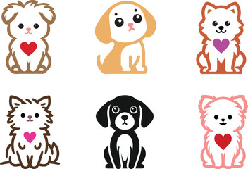 Cute dog icon, cute dog vector illustration