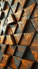 Wooden Triangle Low Poly Background Generative AI
