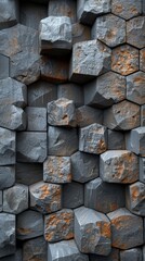 Hexagonal Semigloss Bricks Mosaic Wall Generative AI