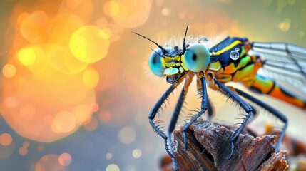 A close-up macro photograph of a beetle, showcasing the intricate details of its compound eyes, antennae, and colorful exoskeleton.