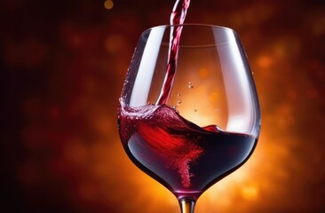 a glass of red wine on a wooden table, pours red wine into a glass, wine tasting, wine expert,...