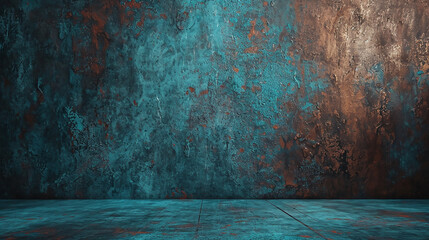 A wall with a metallic azure blue texture, set against a rich chocolate brown, for a striking contrast. - obrazy, fototapety, plakaty