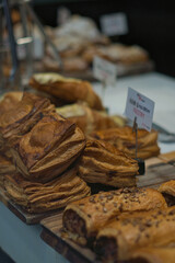Assortment of pastries on the counter of a bakery