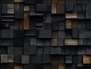 Dark black wooden Geometric grid background Modern dark abstract texture seamless pattern