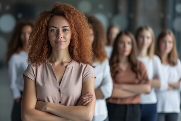 Obraz premium group of diverse professionals standing with arms crossed in front of the camera