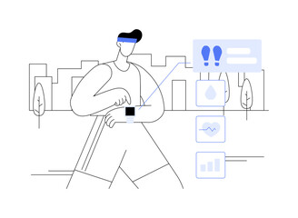 Smartwatch advanced sport tracking isolated cartoon vector illustrations.