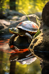 Fototapeta premium Realistic animal images in nature. Animals and nature. Images created by AI.