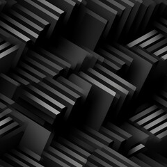 Dark black Geometric grid background Modern dark abstract texture seamless pattern