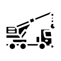 crane truck construction vehicle glyph icon vector illustration
