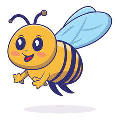 vector cute little bee flying cartoon icon illustration