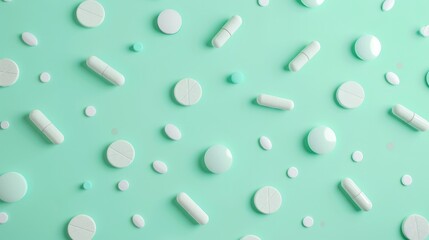 A neat and orderly display of various pharmaceutical medicine pills, tablets, and capsules