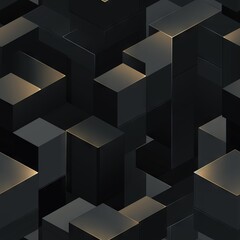 Dark black Geometric grid background Modern dark abstract texture seamless pattern