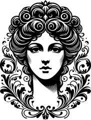 girl playing in a swing, silhouette flowers ornament decoration, floral vector design.