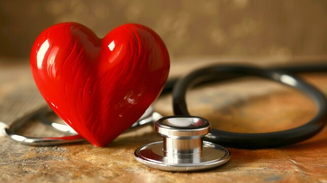 symbolic image of a red heart paired with a stethoscope