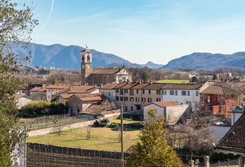 Fototapeta premium Landscape of the Ligornetto village, district of the city of Mendrisio, Ticino, Switzerland