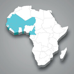 French West Africa location within Africa 3d map