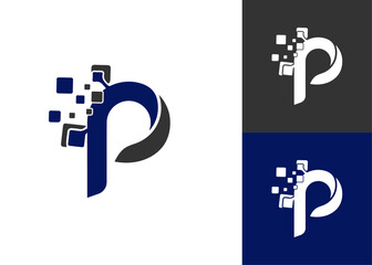 P Letter Pixel Motion Logo Design Template
 - obrazy, fototapety, plakaty