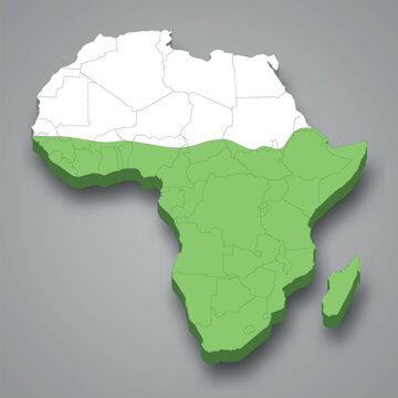 Sub-Saharan  location within Africa 3d map