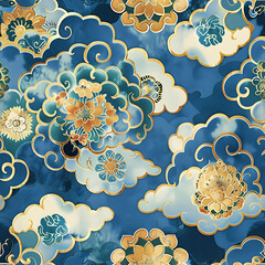 Cloisonne and evening sky inspired seamless tile