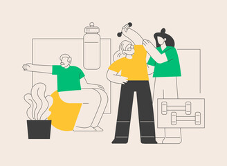 Elder fitness abstract concept vector illustration.