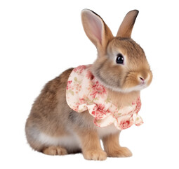 Cute patterned baby rabbit isolated on white, Cute easter bunny on cut out background
