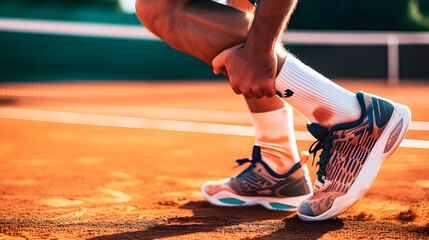 Injury to the foot of a tennis player, on the clay court