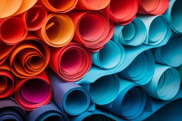  background image with rolls of bright - colored paper elegantly arranged