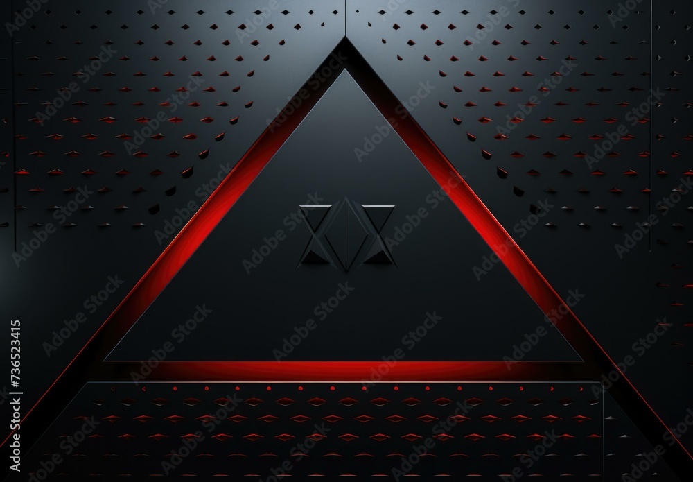 Aufkleber a black and red triangle with a red dot in the middle. generative ai.