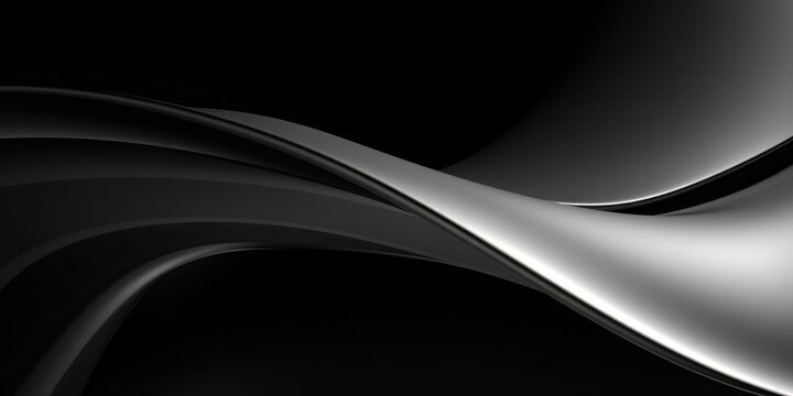Black and white abstract background with curved lines. Generative AI.