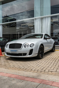 Front view of a Silver Bentley Continental GT Supersports - Low angle, three quarters, high resolution image