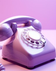 Retro telephone on pink background 3d . Generative AI. - obrazy, fototapety, plakaty