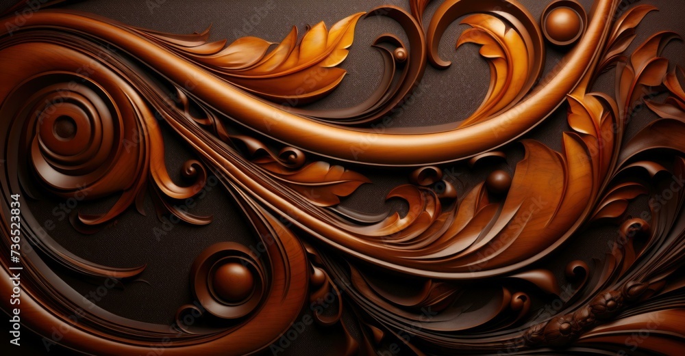 Poster a brown background with swirls and swirls. generative ai.