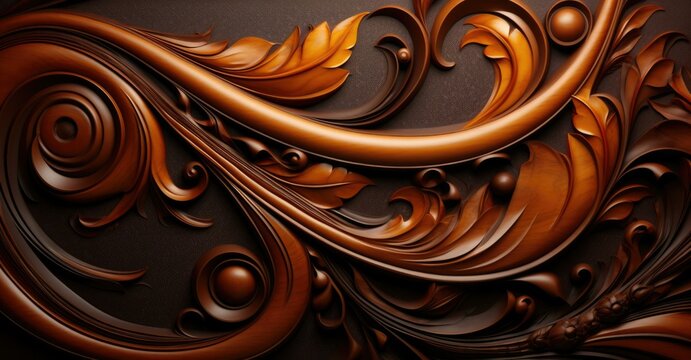 A brown background with swirls and swirls. Generative AI.