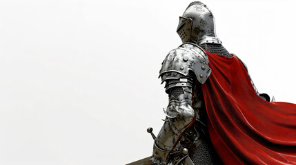 A captivating 3D rendering of a valiant knight standing boldly in heroic stature. This exceptional artwork portrays intricate details and lifelike textures, bringing the knight to life on a