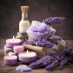 Obraz na płótnie Canvas Relax with spa products and soothing lavender.