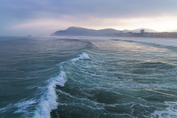 Zarautz. The waves off the coast of Zarautz, Basque Country.
