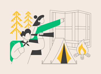 Summer camping abstract concept vector illustration.