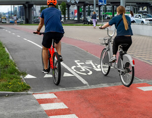 Dedicated lane for cyclists on a sunny day