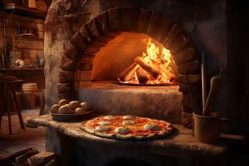Tasty oven pizza. Cuisine cooking. Generate Ai
