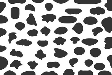 Fototapeta premium Fluid abstract blob organic shapes vector illustration. Rounded abstract organic shapes collection. Shapes of cube, pebble, inkblot, amoeba, drops and stone silhouettes. Paint liquid silhouette drops.