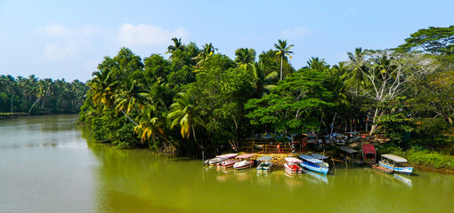 boat in the river.India.Kerala.