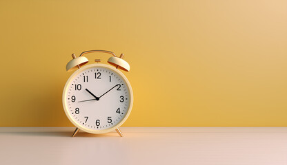Yellow alarm clock on a light background