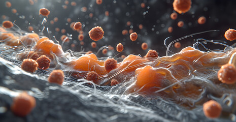 photo realistic image of bacteria being cleared out of system,