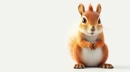 A charming 3D illustration of a cute squirrel, showcasing its playful nature and adorable features. Perfect for adding a touch of cuteness to any project or design.