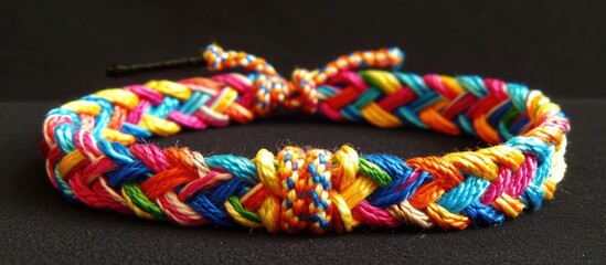 Colorful woven friendship bracelet.
