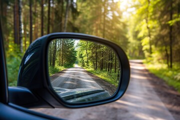 Side view car mirror with reflection