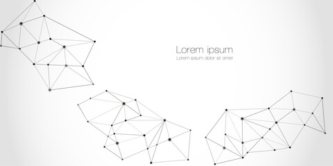 Abstract technology Network nodes, digital connection background with polygonal shapes on white Vector. science technology, data structure, connected points, web.