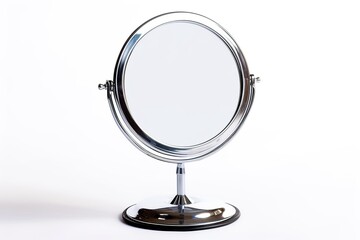 Fototapeta premium Round mirror for makeup on white background