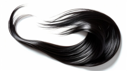 A mesmerizing tuft of sleek and lustrous black brown hair, showcasing its impeccable shine and undeniable elegance. The clear strands delicately intertwine, culminating in subtly curved tips