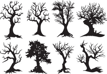 Set Trees. Hand drawn vector illustration	